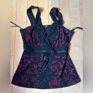 Le Chateau Red and Black Lacy Tank Top (NEED GONE)